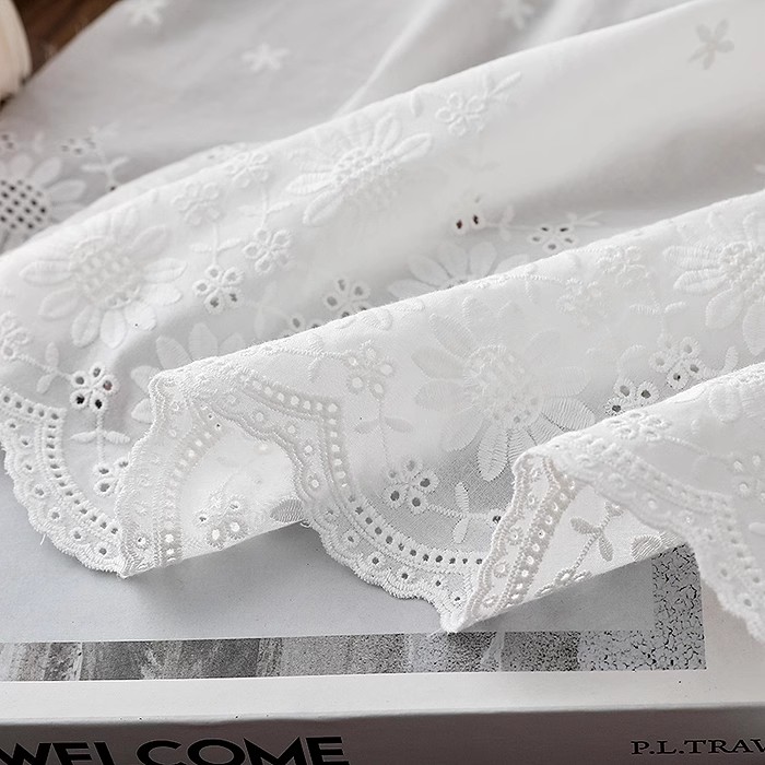 Embroidery Cotton Shirt - 1 yard içi boş çiçek pamuklu