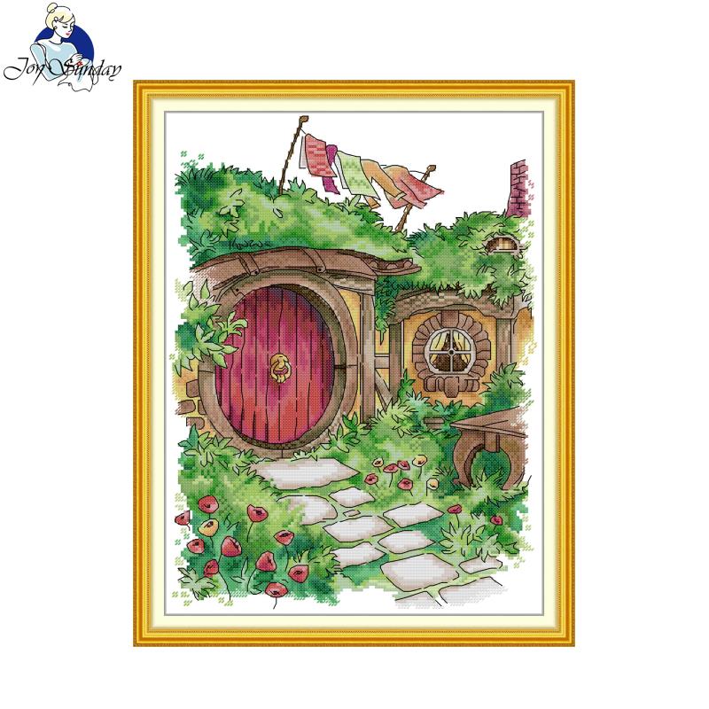 Embroidery Meaning - Joy Sunday Hobbit Kulübesi Desen Baskılı