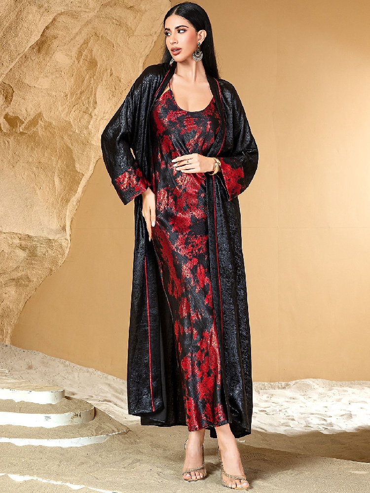 Siyah Kırmızı Açık Kimono Abay - Embroidery Kebaya incelemesi ve fiyatı