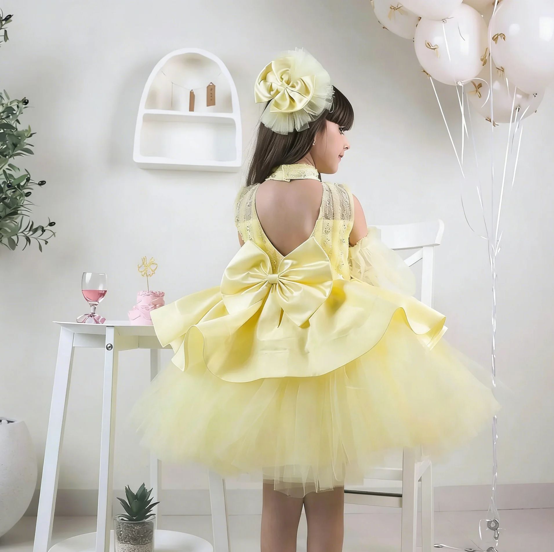 Sarı Çiçek Kız Elbiseleri Düğü - Embroidery Yellow Dress incelemesi ve fiyatı
